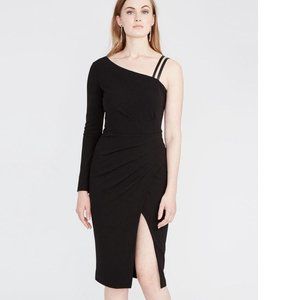 RACHEL‎ ROY Dress 6 SMALL Jackie O Black Cocktail Ruched Party Sexy Slit NWT